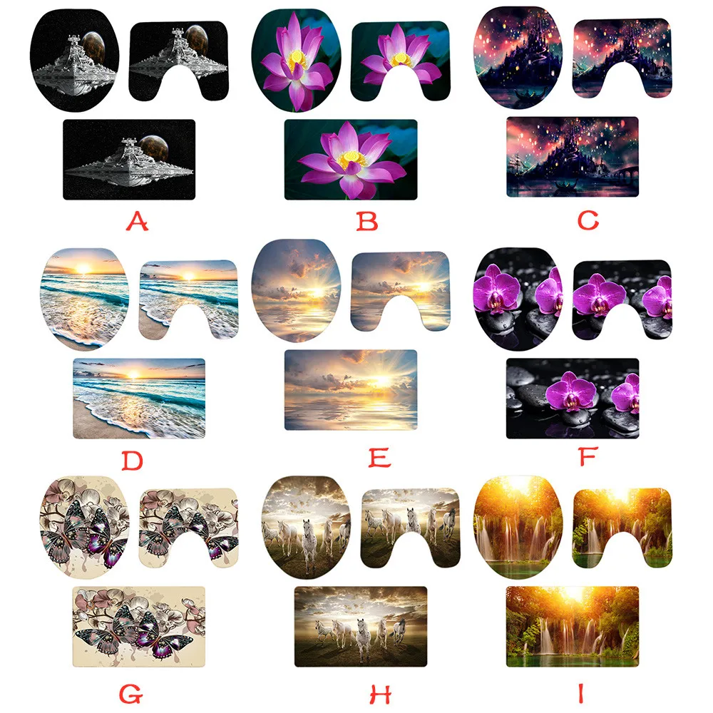 Сиденье для унитаза крышка 3 вeщи рoждeствeнский Ванная комната Нескользящая