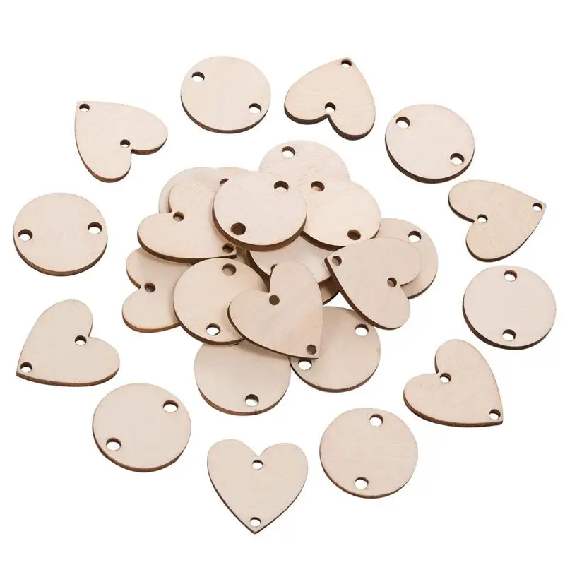Хит-200 штук в общей сложности деревянные круги сердечки с отверстиями и 12 мм