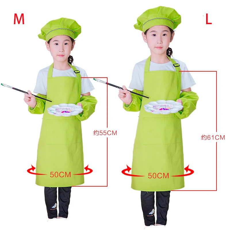 Kids Apron and Chef Hat Set Adjustable Cotton Child with 2 Pockets Boys Girls Bib for Cooking Painting Baking | Дом и сад