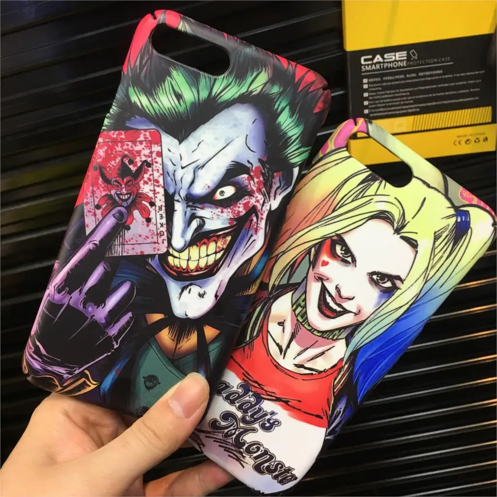 INS Same paragraph Fashion Suicide Squad Harley Quinn Joker Cases For iPhone 7 8 6 6s Plus X XR XS MAX All Inclusive 3D PC Cover |