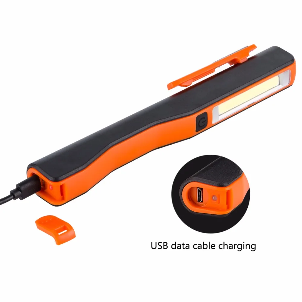 Мини лампа для осмотра с COB светодиодами зарядка через USB магнитный зажим ручки