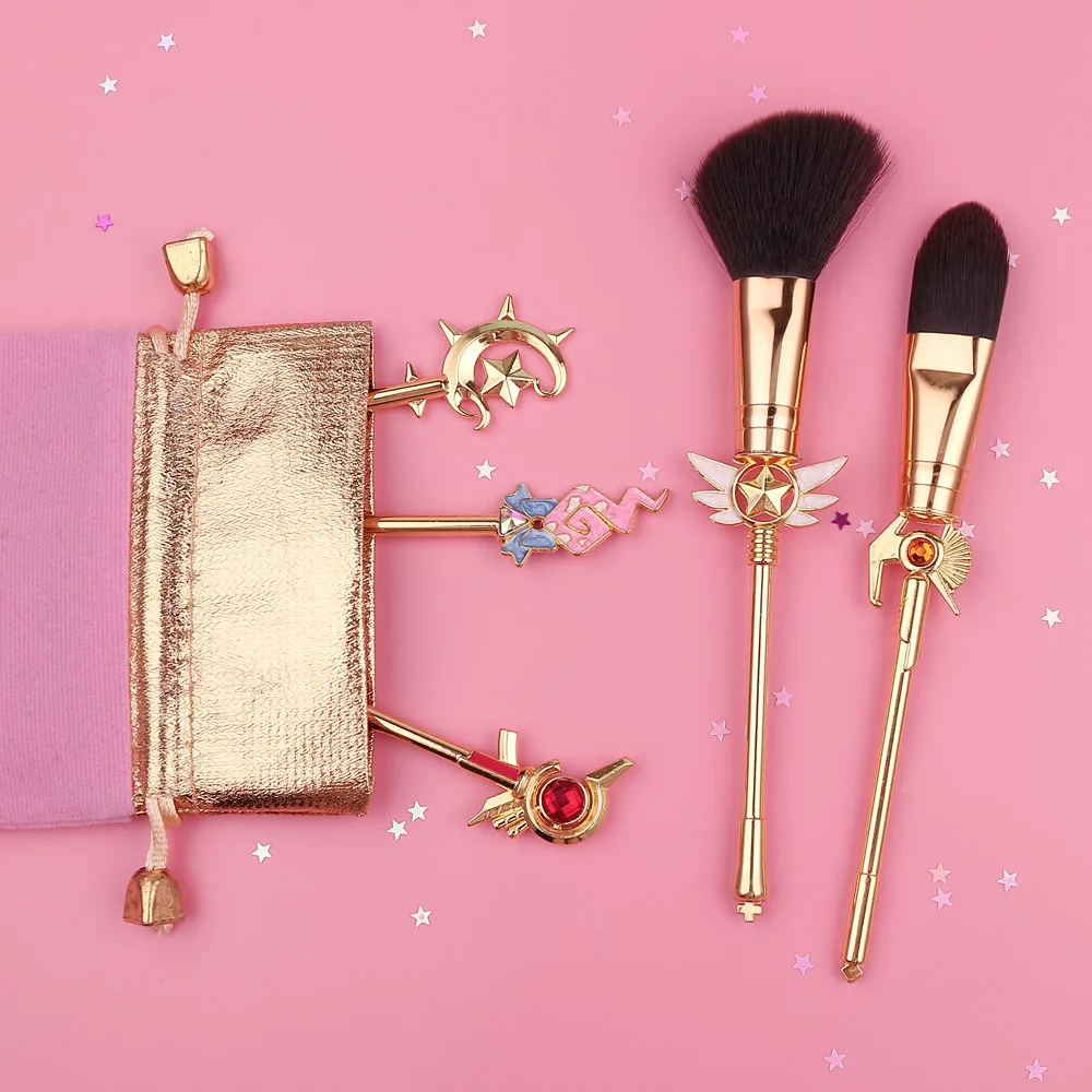 Набор кистей для макияжа Gold Magic Girl основы под макияж консилера бровей теней набор
