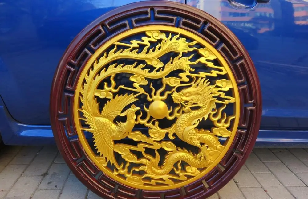 32 &quotКитайская резная вручную деревянная статуя фэн-шуй дракона и феникса | Дом