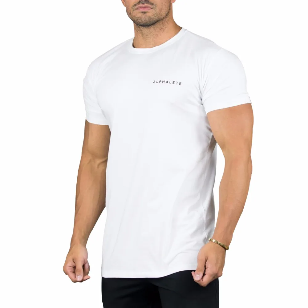 ALPHALETE новая брендовая мужская футболка для бодибилдинга, Спортивная повседневная футболка с коротким рукавом и круглым вырезом, хлопковая Футболка с буквенным принтом для фитнеса, мужские футболки