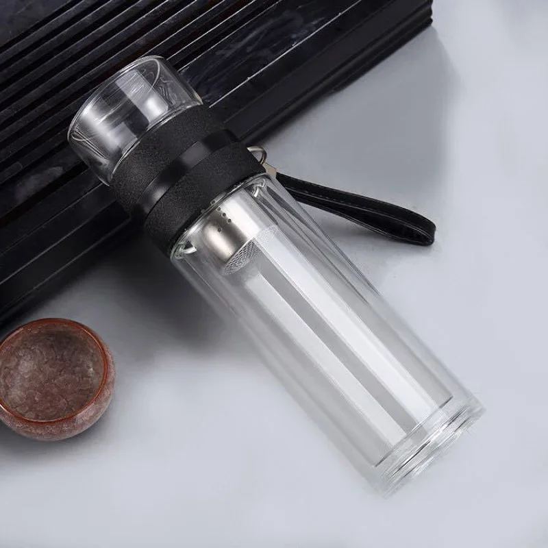 2018 двойная настенная боросиликатная стеклянная бутылка для воды Чай Infuser Фильтр