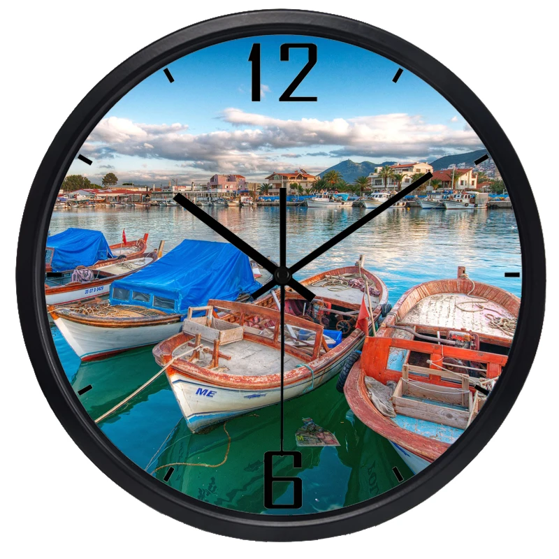 Популярные брендовые настенные часы для гостиной с речной лодкой домашний декор