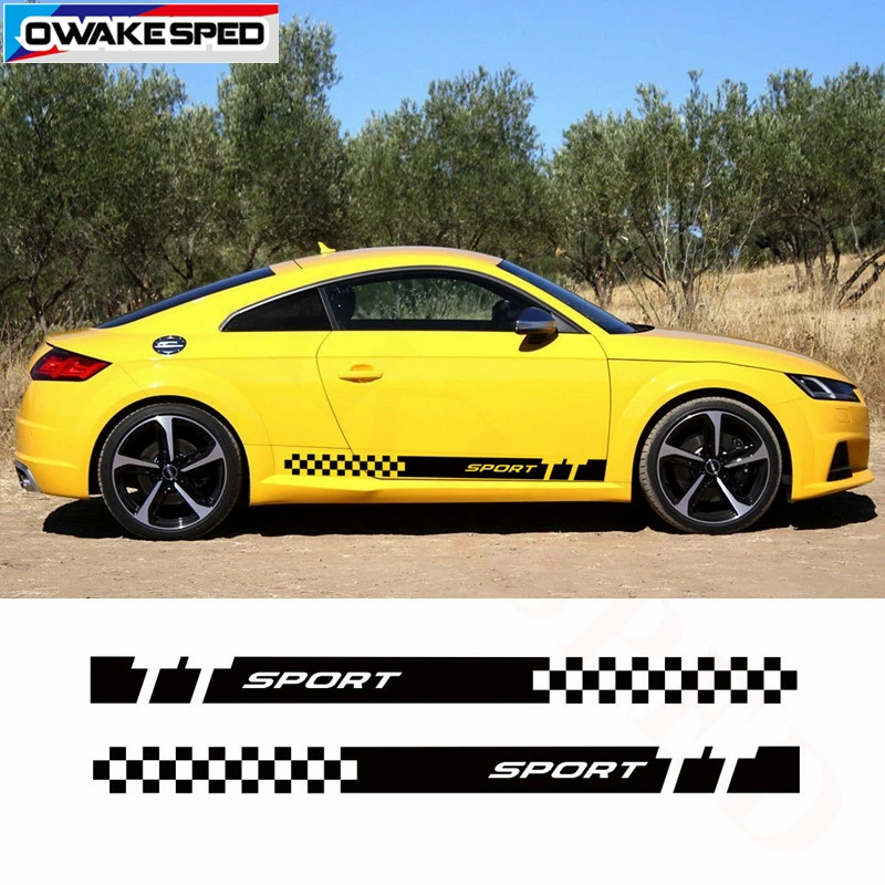 Гоночные спортивные полосы Автомобильная дверь боковая юбка наклейка для Audi TT TTRS