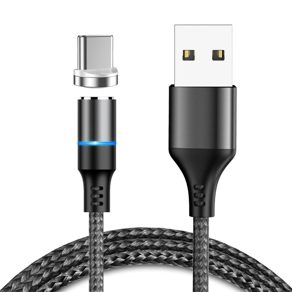 BlackCable and 1Plug Floveme нейлоновый Плетеный 3A Быстрая Зарядка синхронизация USB-C type-C сильный Магнитный зарядный кабель для передачи данных мягкий для samsung huawei Xiaomi светодиодный 1 м - Цвет: BlackCable and 1Plug