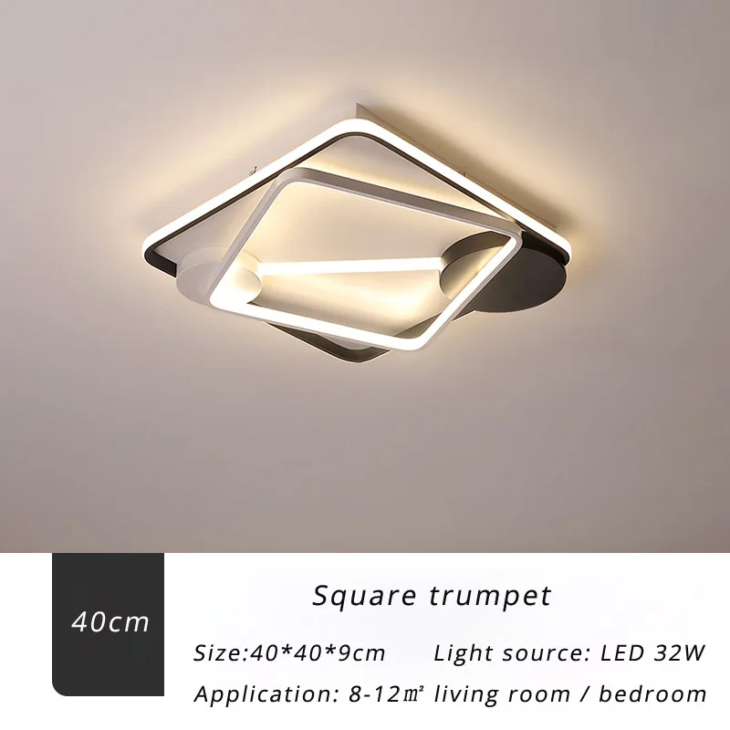 Square 40x40x9cm Белая с черным готовая современная светодиодная люстра, спальня, гостиная, кабинет, лампы, светильники, освещение, украшение в помещении, светильники - Цвет корпуса: Square 40x40x9cm