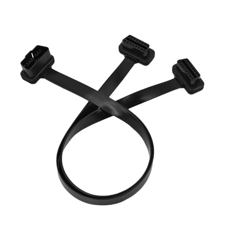 Flat+Thin 16Pin OBD 2 Extender OBD2 16 Pin ELM327 Male To Dual Female Y Splitter Elbow OBDII Extension Connector Cable |