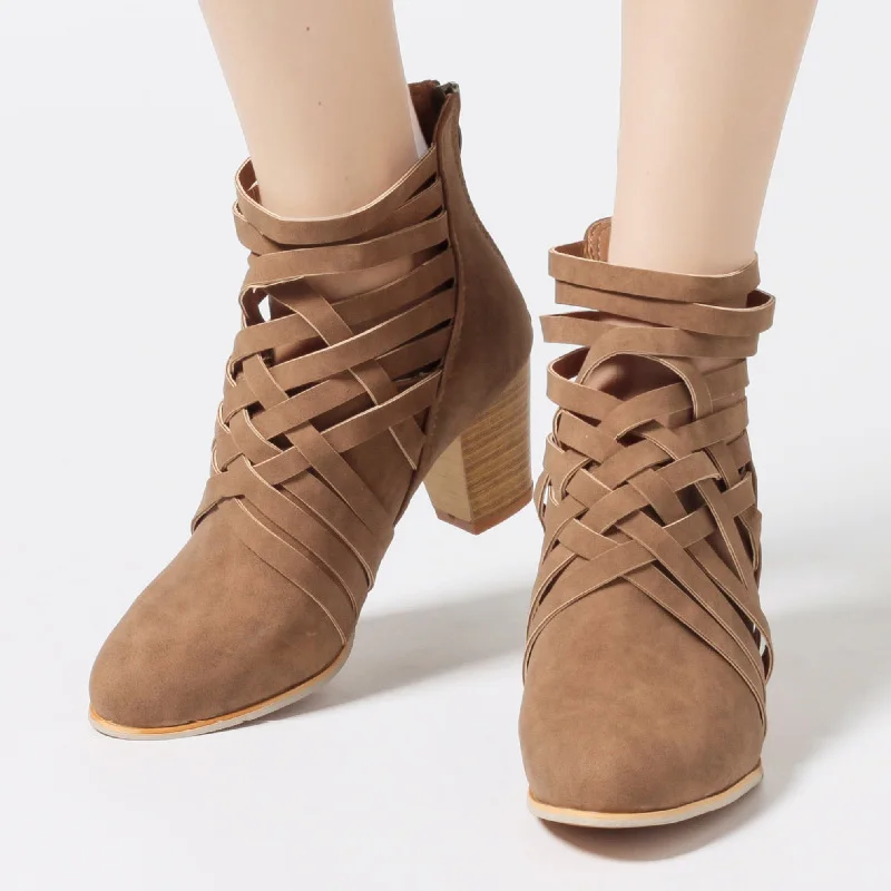 Ankle Boots Ladies Shoes Hollow Women Block Heels Pumps Scarpe Donna Retro Sexy Back Zippier Sapato Feminino | Обувь