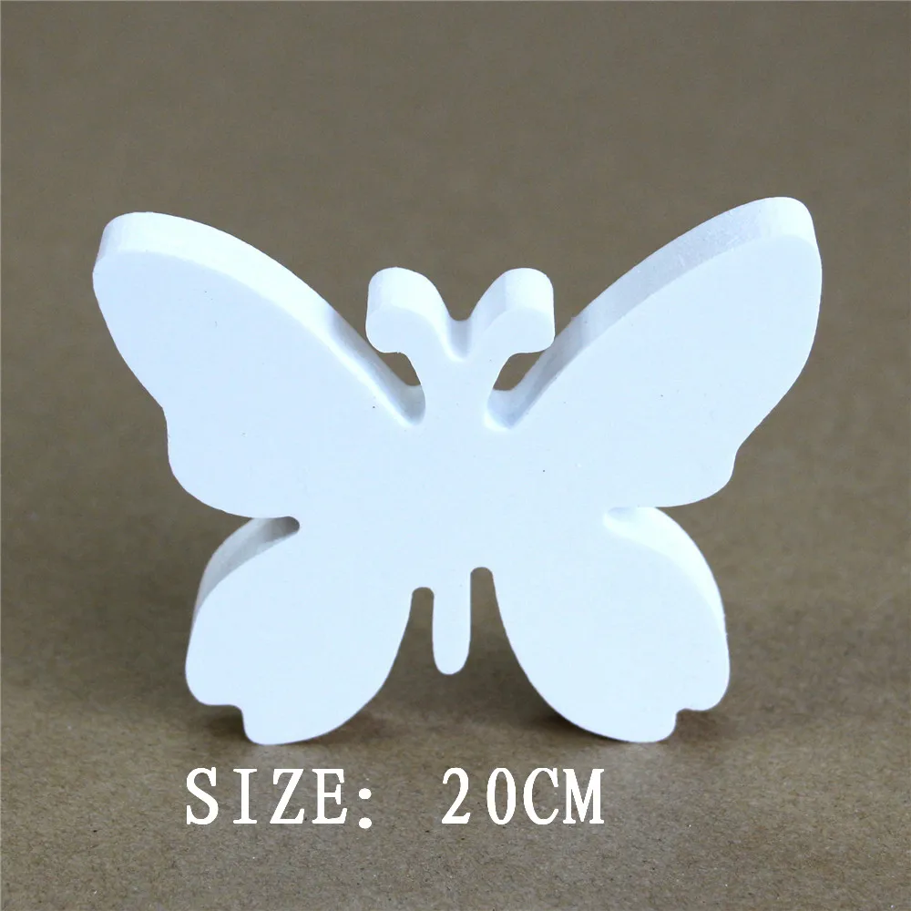 

20cm Artificial Wooden white Letters Butterfly crown heart ring Digital Number for Wedding Decorations Sign Table Present gifts