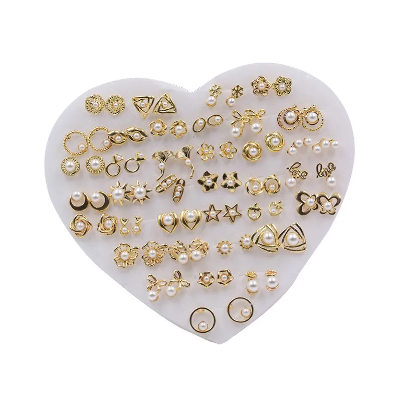 36 пар/компл. жемчужные серьги гвоздики набор сердце подарочная коробка дизайн