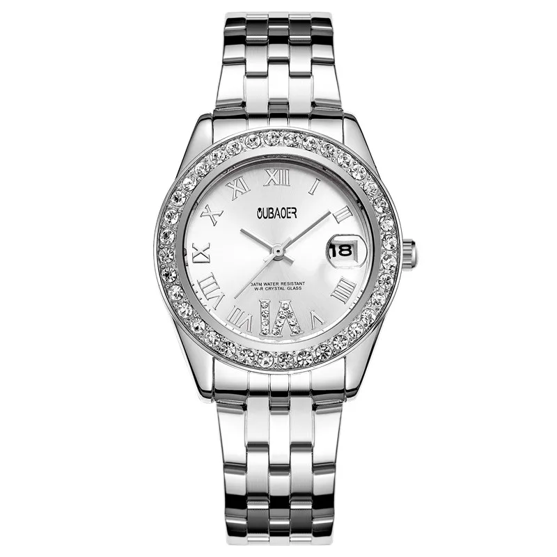 2017 модные простые женские часы Топ люксовый бренд кварцевые Женское платье oubaoer