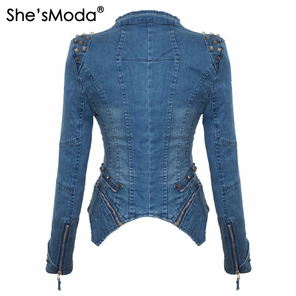 Джинсовая стеганая куртка She'sModa для женщин облегающее зимнее пальто на молнии