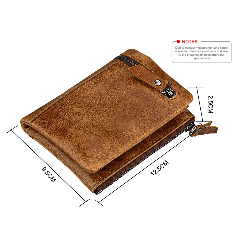 

New Anti-Theft Genuine Leather Short Wallet Casual Small Men Wallet Zipper Coin Purse Famous Brand Card Holder Portomonee