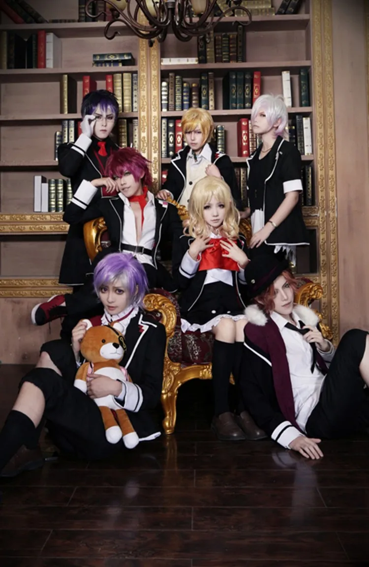 Аято Сакамаки косплей костюм в японском стиле аниме Diabolik Lovers одежда(Блейзер+ брюки+ шнур для поводка+ ремень