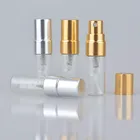Прозрачная Тонкая Стеклянная бутылка с распылителем, 50 шт., 3 мл, стеклянные флаконы, портативная фотография, золотая, серебряная крышка