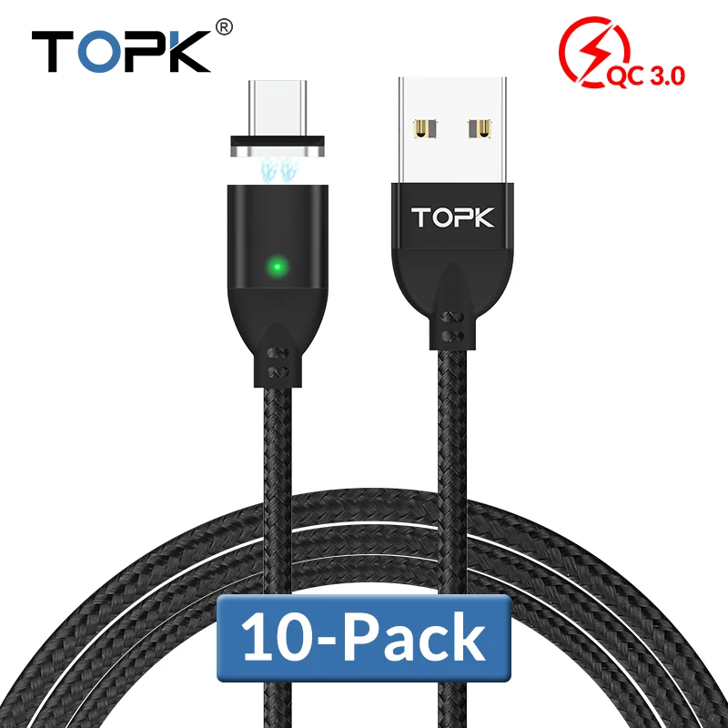 TOPK [10-Pack] 1M 3A Быстрый зарядный Магнитный Micro USB кабель для samsung s6 s4 Note 6 5 Xiaomi 4X 4 huawei P8