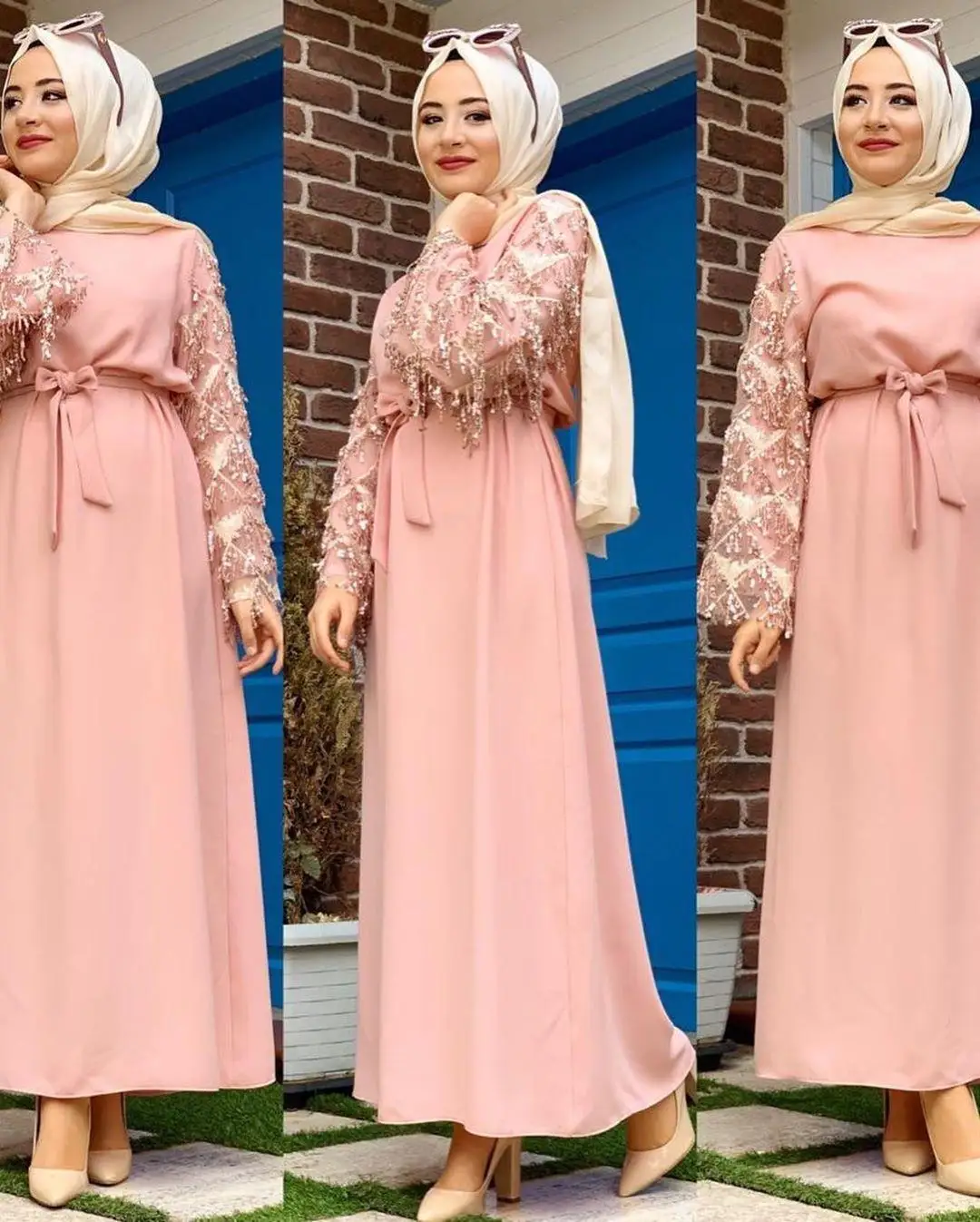 Abaya Women Muslim Dress Tassel Sequin Dubai Kaftan Long Party Gown Robe Jilbab Islamic Clothing Oman Turkish Arab Hijab Dress