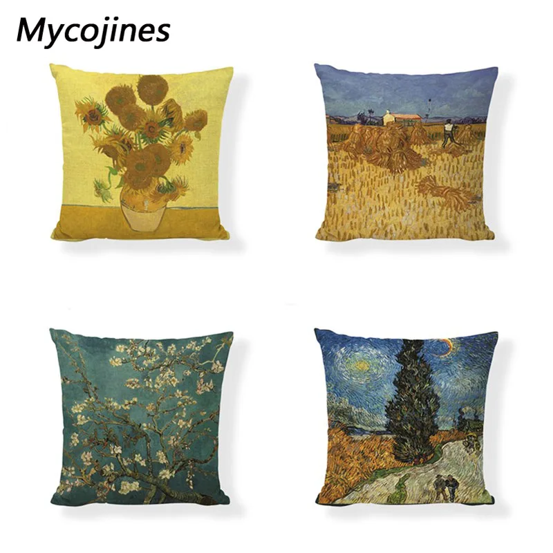 Наволочка для подушки с изображением Ван Гога 45 см|cushion cover|painting cushion coveroil painting |