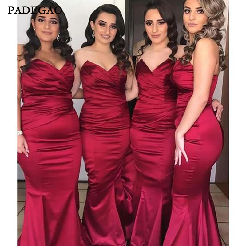 

Elegant Long Mermaid Bridesmaids Dresses Sleeveless Customized Ruffles Bridesmaids Dresses Prom Custom Made