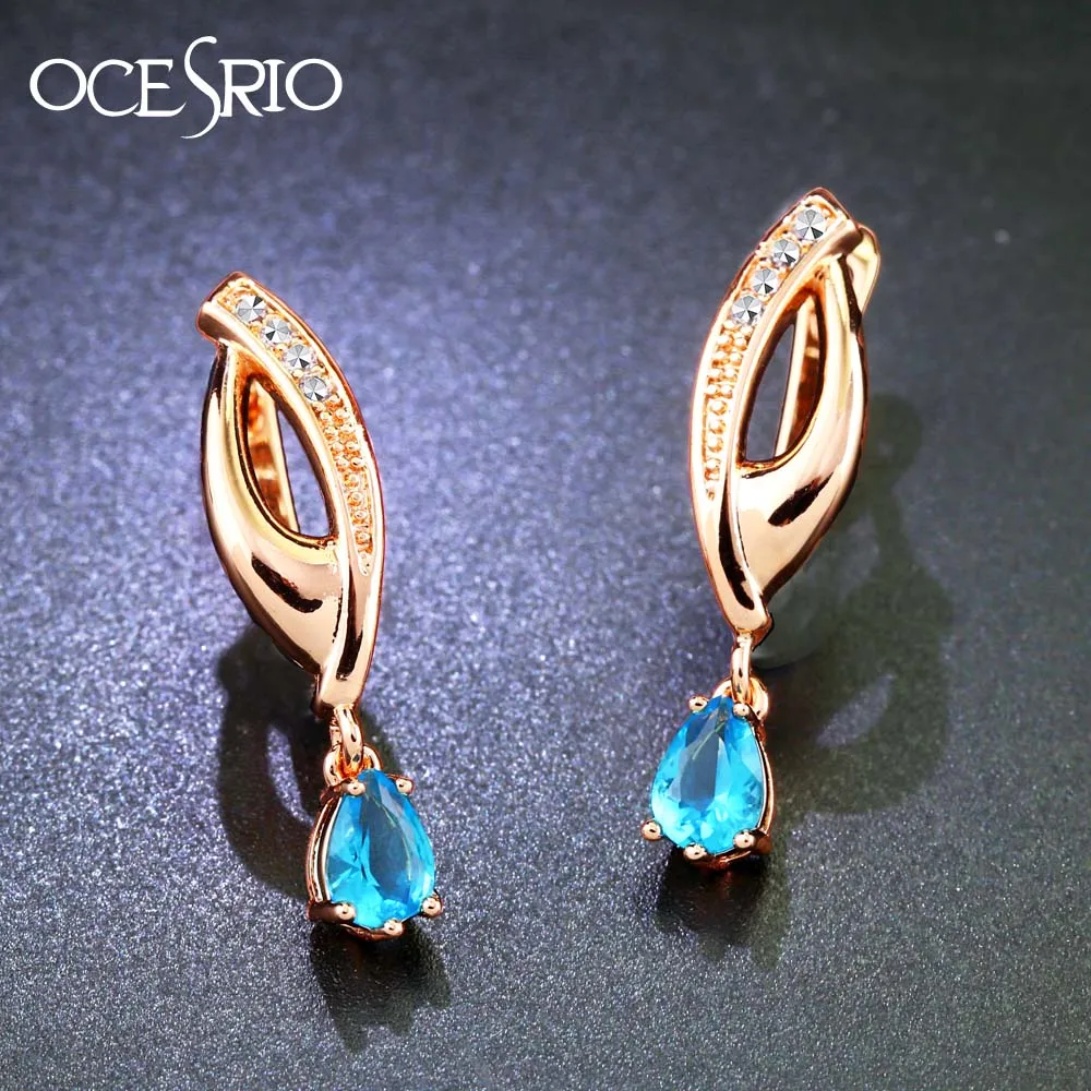 OCESRIO циркониевые золотые 585 серьги с камнями фианиты капли для женщин Модные