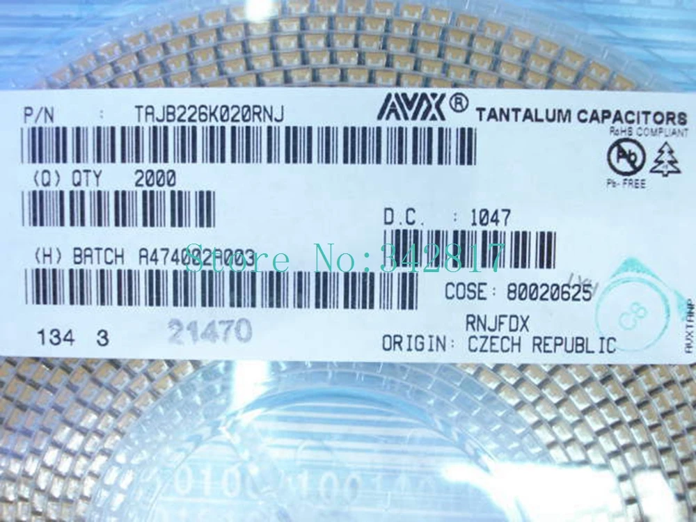 TAJB226K025RNJ крышка танта 22 мкФ 25V 10% 1210 Танталовые Конденсаторы размером B 100 шт|tantalum