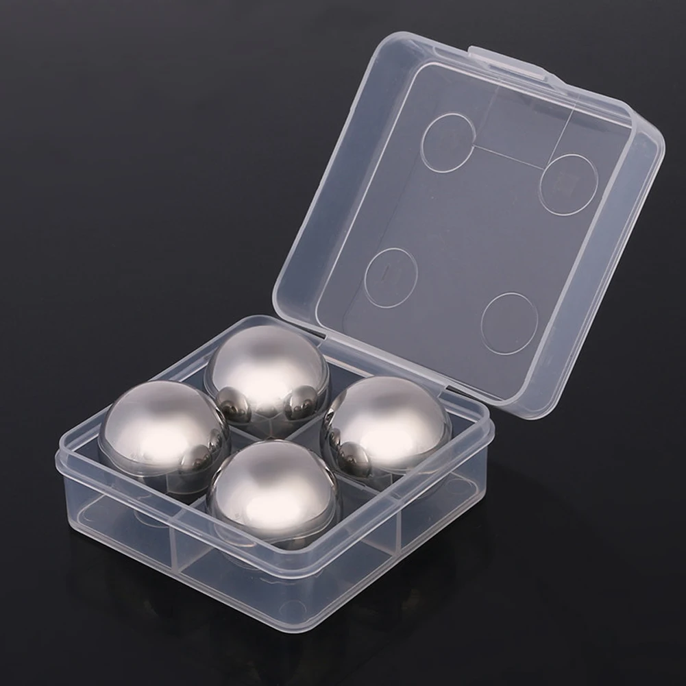 Ball 4x 4X 6X 8X виски вино медведь охладитель ледяные шары из нержавеющей стали кубики+ зажим физическое охлаждение с пластиковой коробкой - Цвет: Ball 4x