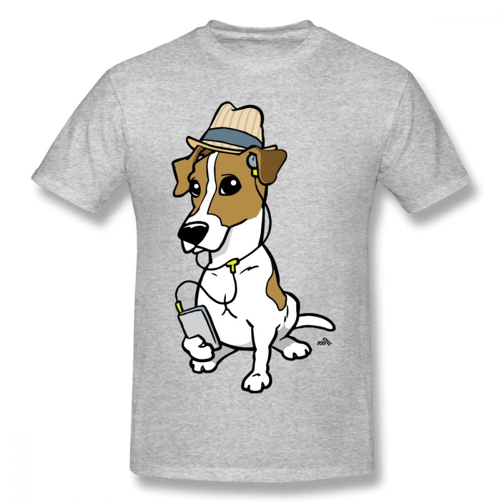 Cartoon Hipster Jack Russell Dog T-shirt For Men Plus Size 4XL Team Top | Мужская одежда