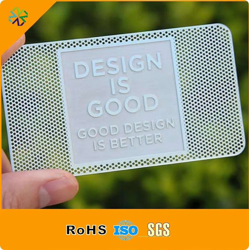 2018 new custom hole cutting out white stainless steel wedding metal invitation card