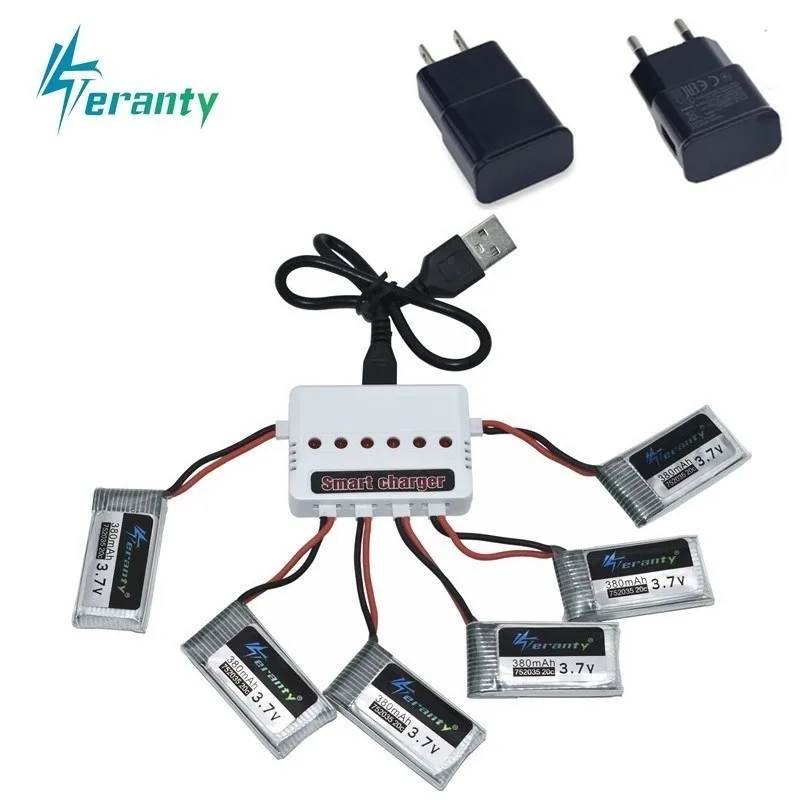 

3.7V 400mah Battery and 6-Port Charger For SYMA X15 X5A-1 X15C X15W H31 X4 H107 KY101 E33C E33 U816A V252 H6C RC Spare Parts