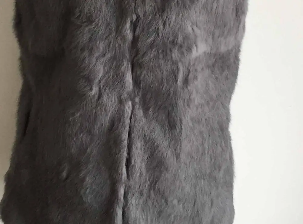 Dark grey Новое поступление, натуральный кроличий мех, пальто с отложным воротником и пуговицами, разные цвета, большие размеры, sr438 - Цвет: Dark grey