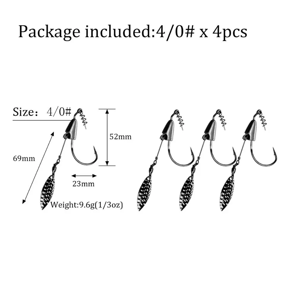 4pcs size 4-0 2 шт./4 шт. плавающие лопасти джиг голова Крюк#3/0#4/0#5/0 свинцовая головка рыболовные плавающие крючки Спиннер Утяжеленные плавающие приманки Крючки - Цвет: 4pcs size 4-0