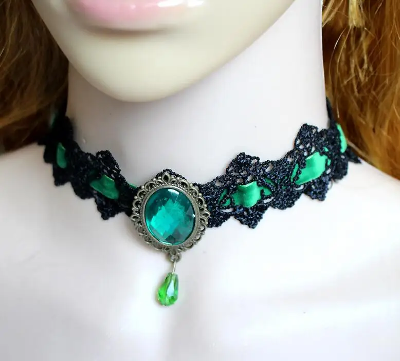 Винтажное викторианское Черное кружево с лицом кристаллами Cabs женское