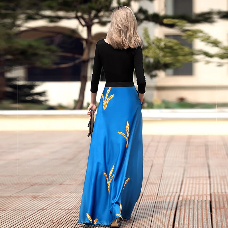 Высокое качество 2017 новое дизайнерское женское лоскутное синее черное Тонкое