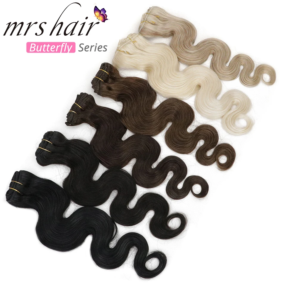 MRS HAIR, объемная волна, 80 г-100 г, человеческие волосы для наращивания на заколках, машинное производство, Remy, человеческие волосы для наращивания на всю голову, натуральные волосы