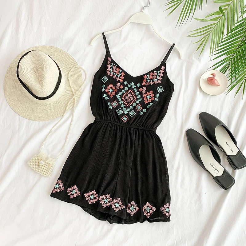 Морской курорт Национальный Ветер Тотем Вышивка v образным вырезом Холтер ремень