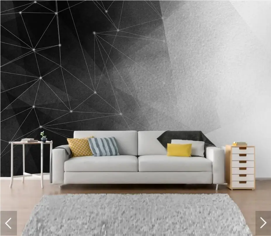 Black White Abstract Geometric Wall Photo Murals Wallpaper Art Decal Printed Paper Roll 3d | Обустройство дома