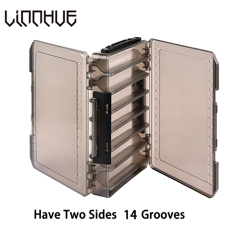 

LINNHUE Plastic Fishing Lure Box Double Sided Minnows Bait Hooks Spinner Lures Frogs Boxes For Fishing Tackle Container
