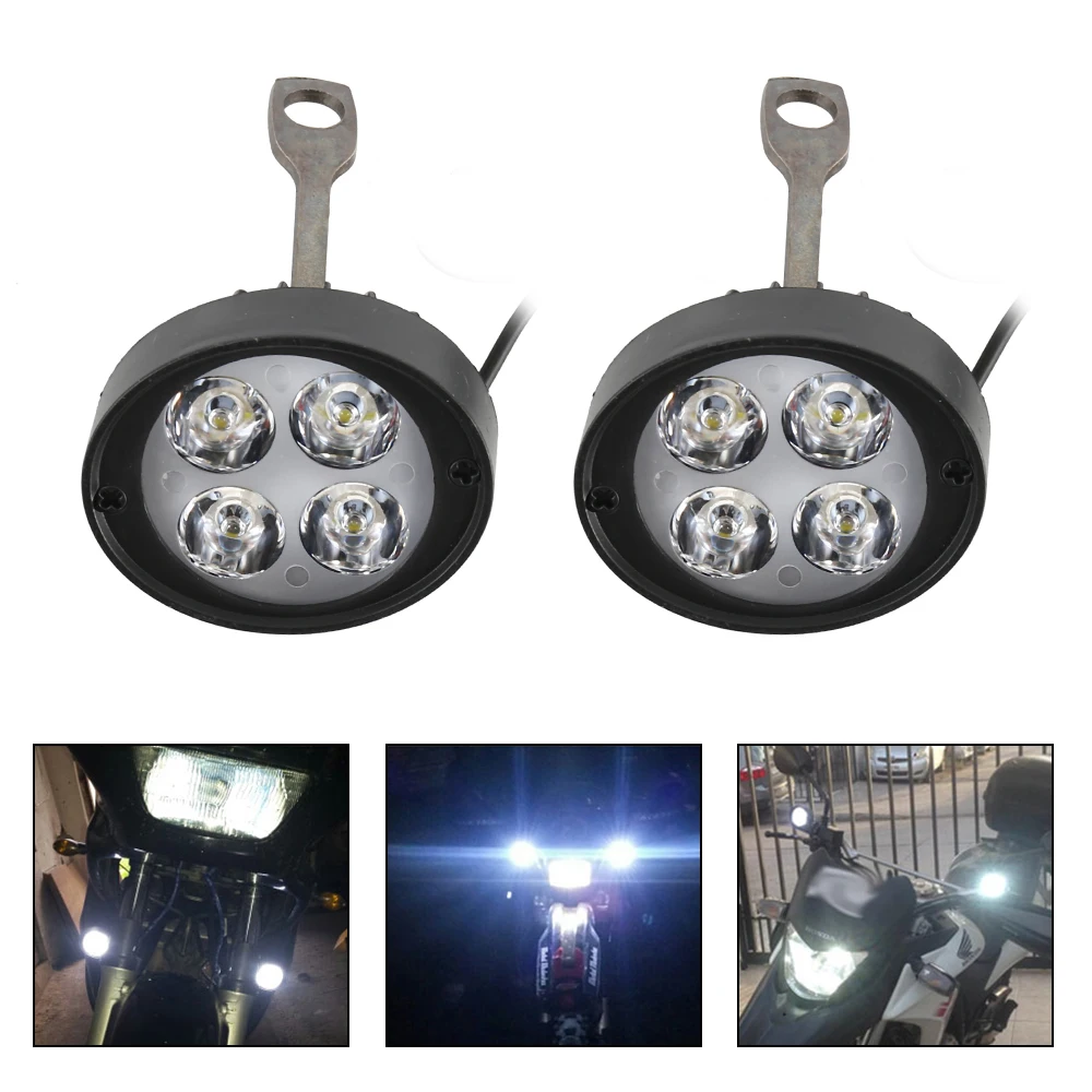 

2pcs Motorcycle LED Headlight Waterproof Driving Spot Head Lamp Fog Light Switch Motorcycle Accessories