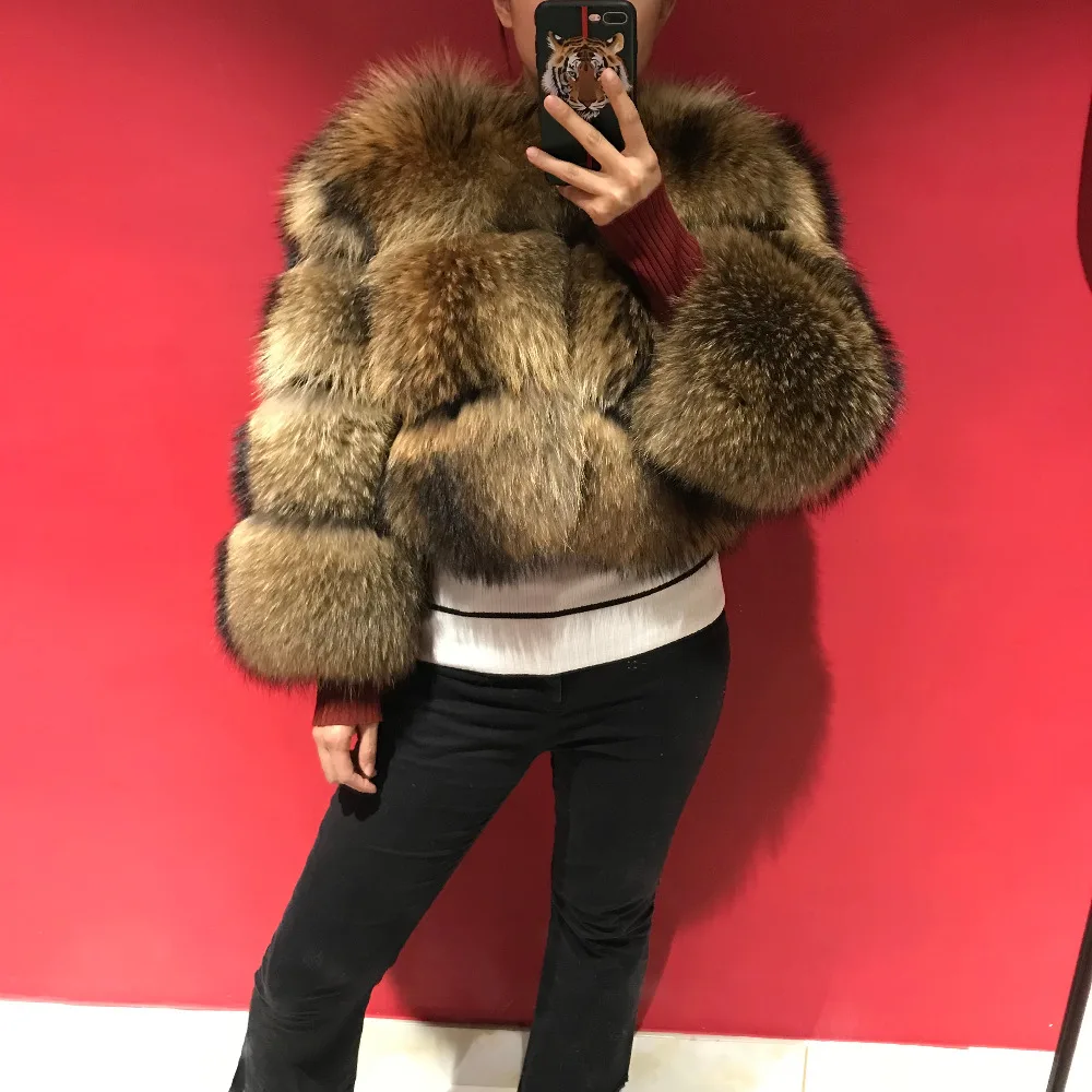 Из меха енота куртка женщин реального Меховая | Женская одежда