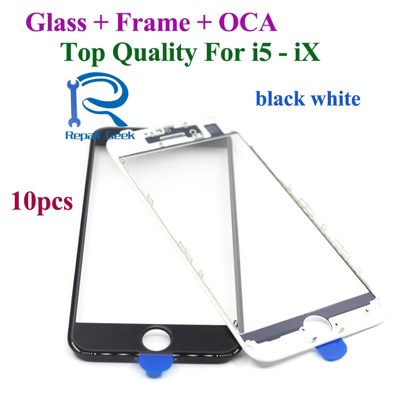 10 шт. холодный пресс 3 в 1 переднее стекло экрана с рамкой OCA для iPhone X 8 7 6 6s plus 5s 5