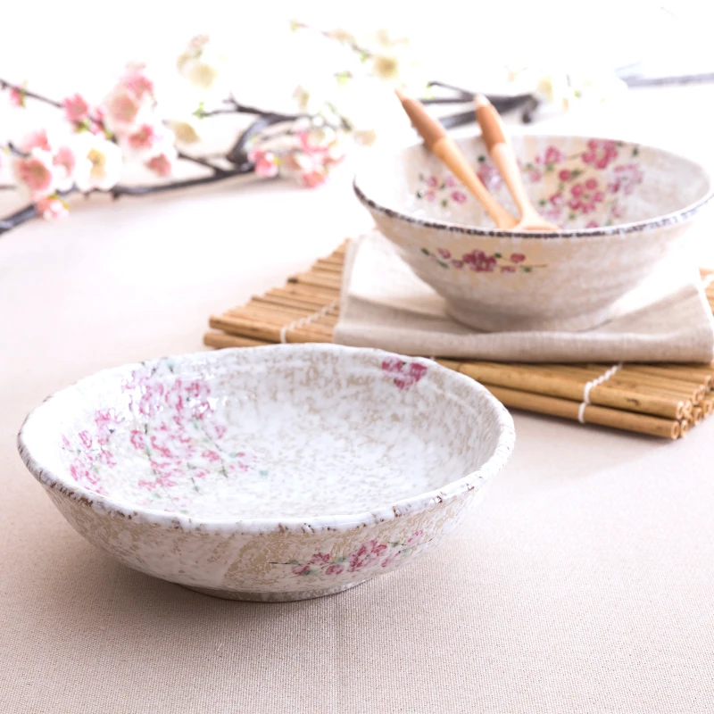 Керамическая миска с красной сливой ручной росписью в японском стиле фарфоровая