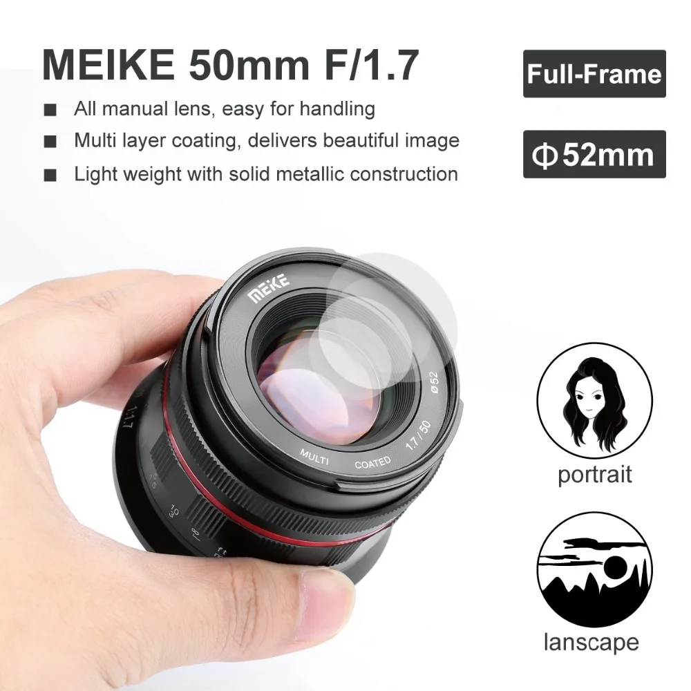 Объектив MK 50 мм f/1 7 с ручной фокусировкой и большой диафрагмой Для беззеркальных
