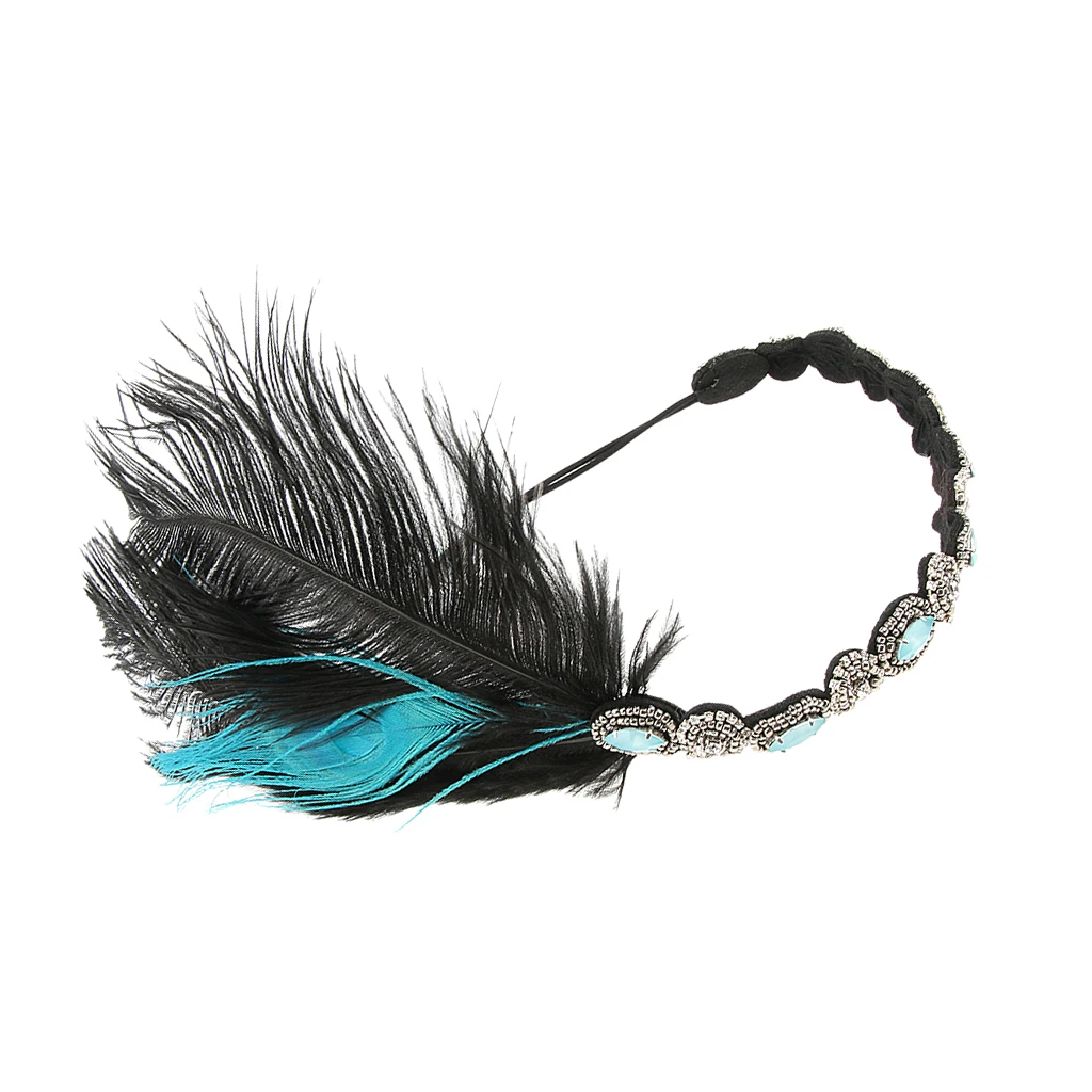 Gold 1920s Хлопушка головной убор ревущий 20s ободок с перьями павлина Гэтсби аксессуары - Цвет: Gold