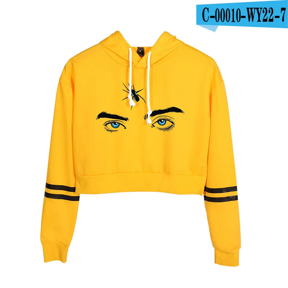 Billie Eilish, длинный рукав, укороченный топ, толстовки, Женская толстовка с капюшоном, Harajuku, уличная одежда, пуловер, укороченная толстовка, Moletom Feminino - Цвет: 015