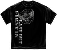 fire fighter t shirt first in last out firefighter steel wings foil print