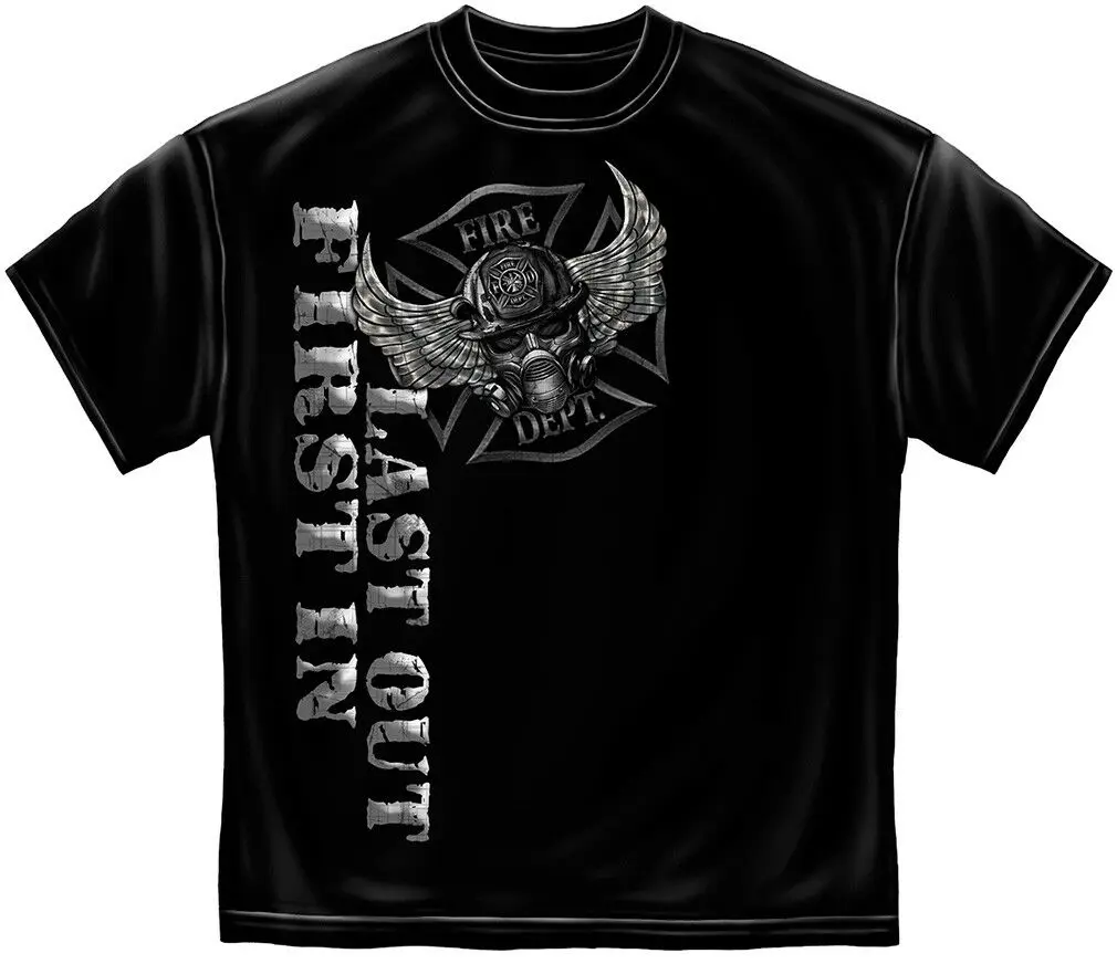 Пожарного футболка первый в последнем вне пожарный Сталь крылья Фольга