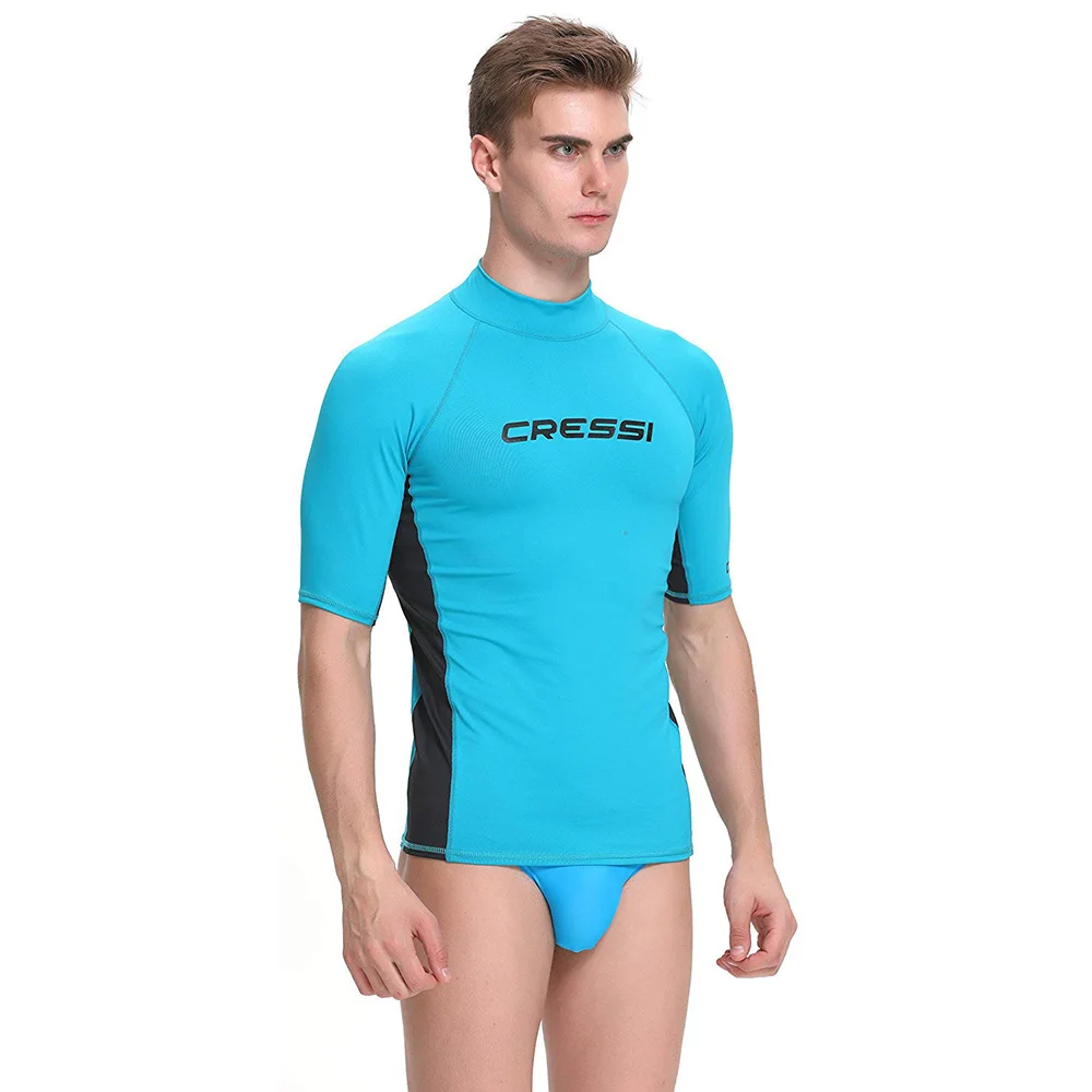 AQUA BLACK Cressi человек Рашгард короткий рукав УФ(, купальный костюм с защитой от ультрафиолета) 50+, защита от ультрафиолета, женский купальник для серфинга Для мужчин футболка для плавание, серфинг, дайвинг мероприятий на свежем воздухе - Цвет: AQUA BLACK